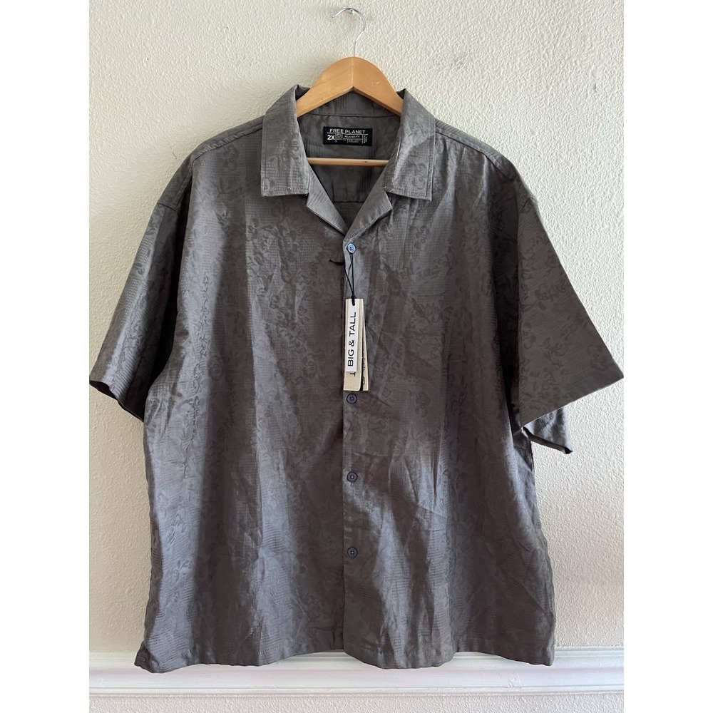 Free Planet NWT Textured Button Up Shirt Men's 2XL Shirt Sleeve Vacation Resort